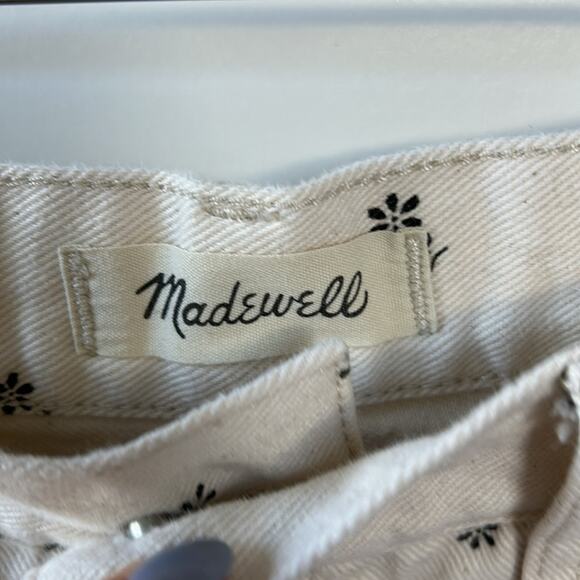Madewell The Dadjean Denim Shorts  in Cream Daisy Drizzle Size 31 Gently Used - Picture 4 of 8